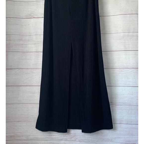Vintage Alex Evenings Black Ribbed Maxi Dress Sleeveless Cocktail Gown Size 12 - Picture 6 of 16